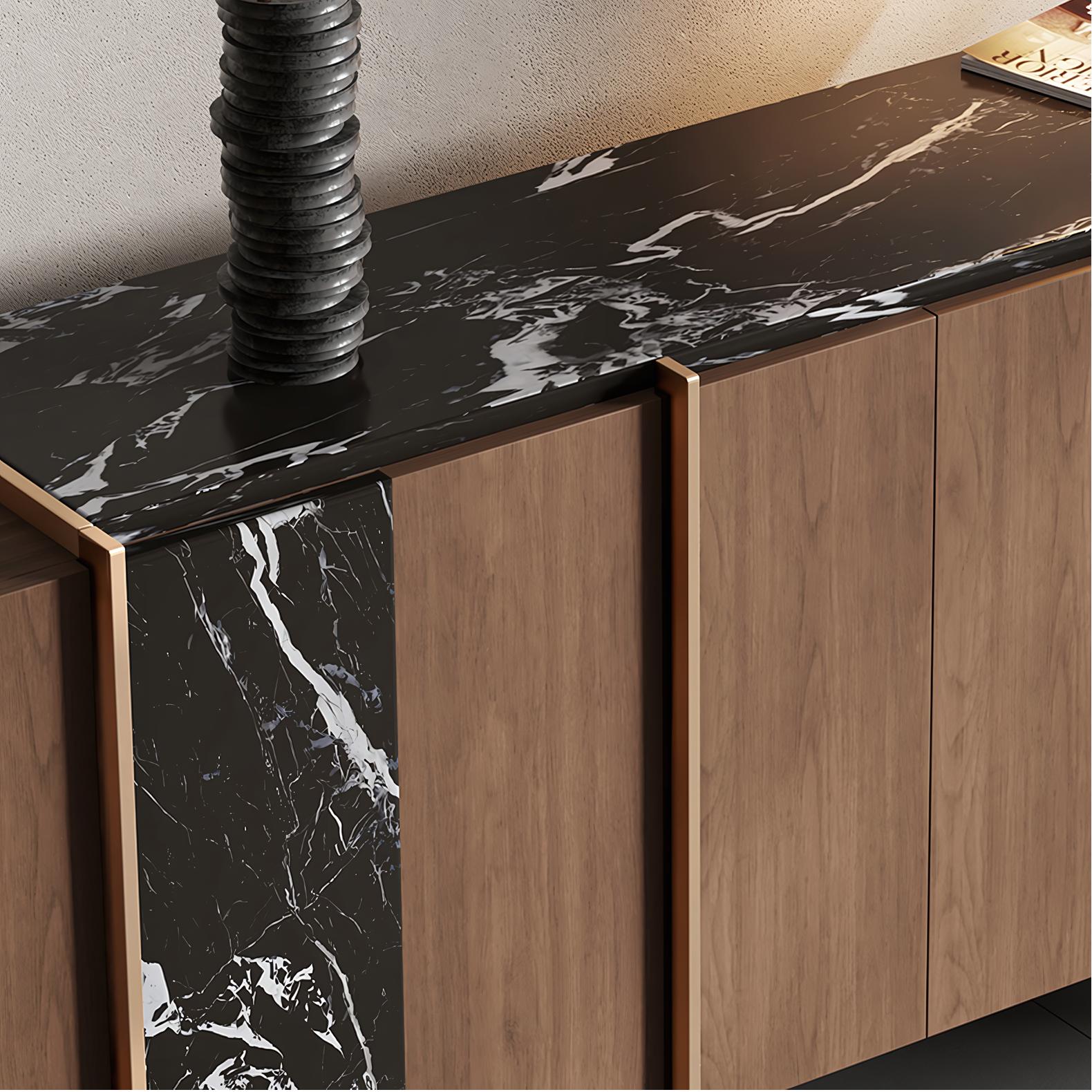 Rozeo Wooden marble sideboard-A