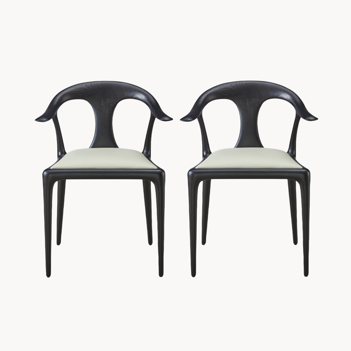 Zephyr 2pcs ash wood leather dining chairs