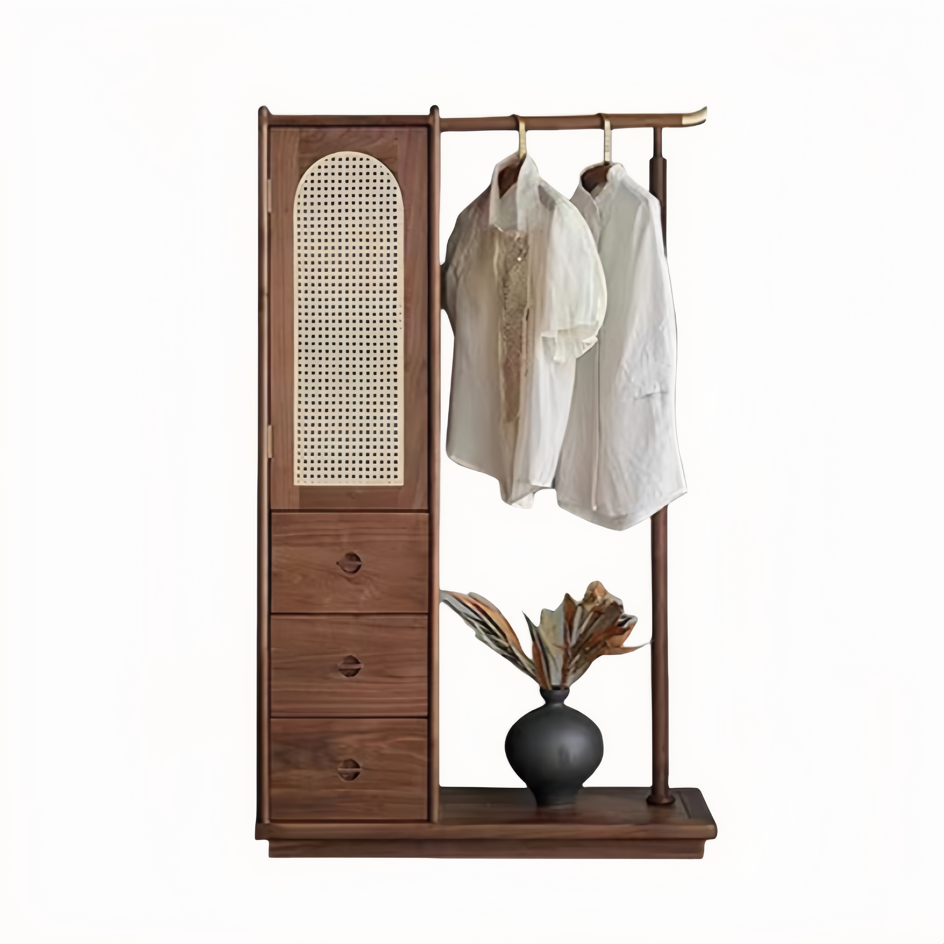 Lyria Solid wood natural rattan wardrobe