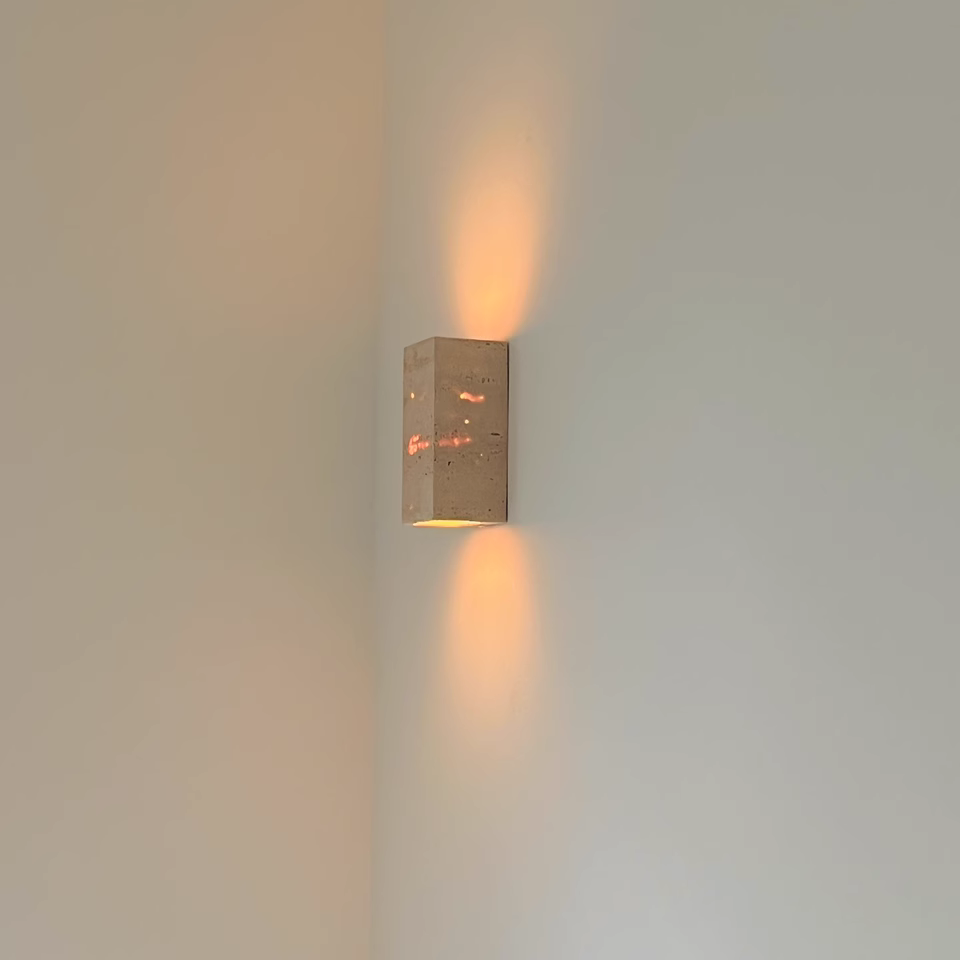 Renita 2pcs yellow travertine rubberwood wall lights bedside lights