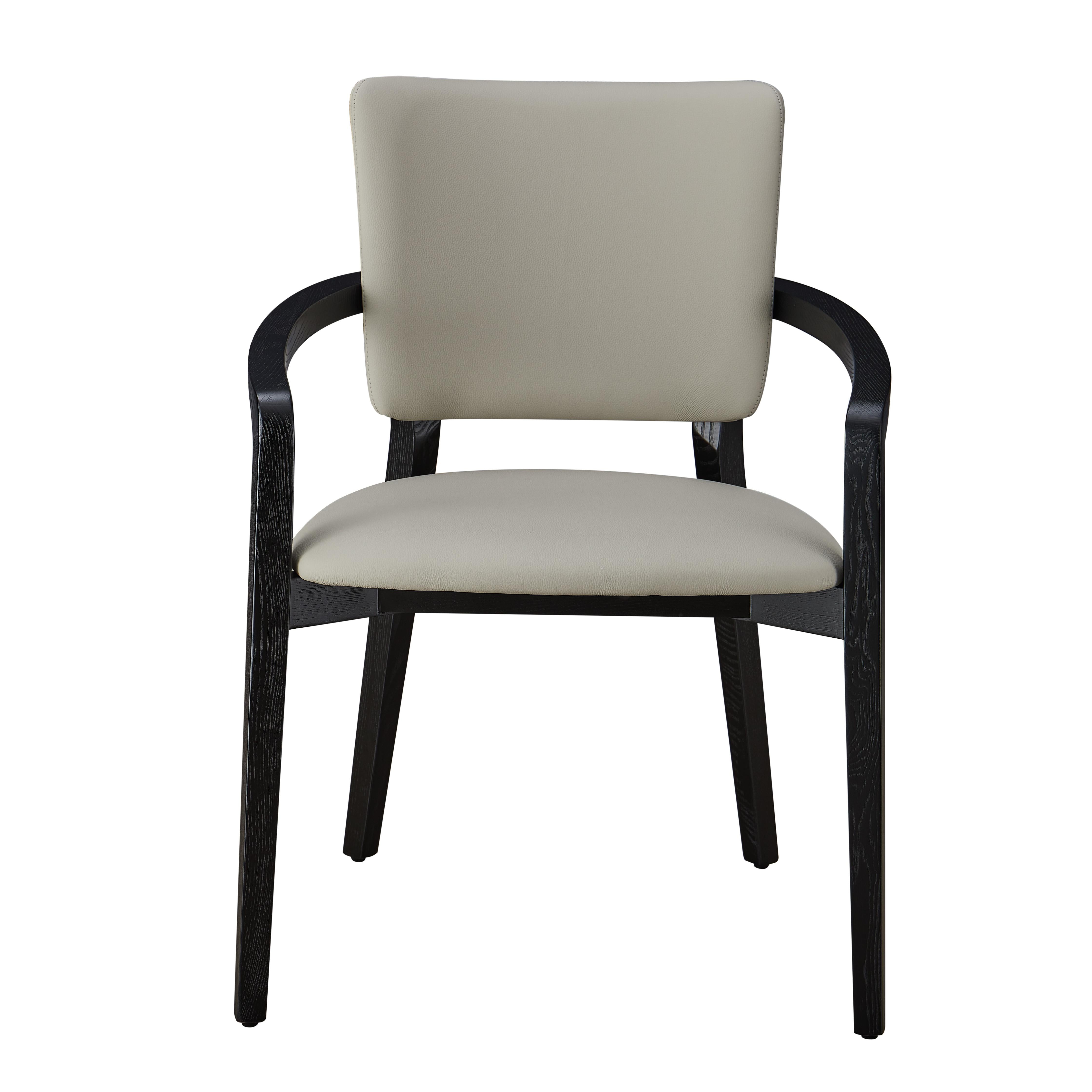 Quillon  2pcs ash wood leather dining chairs