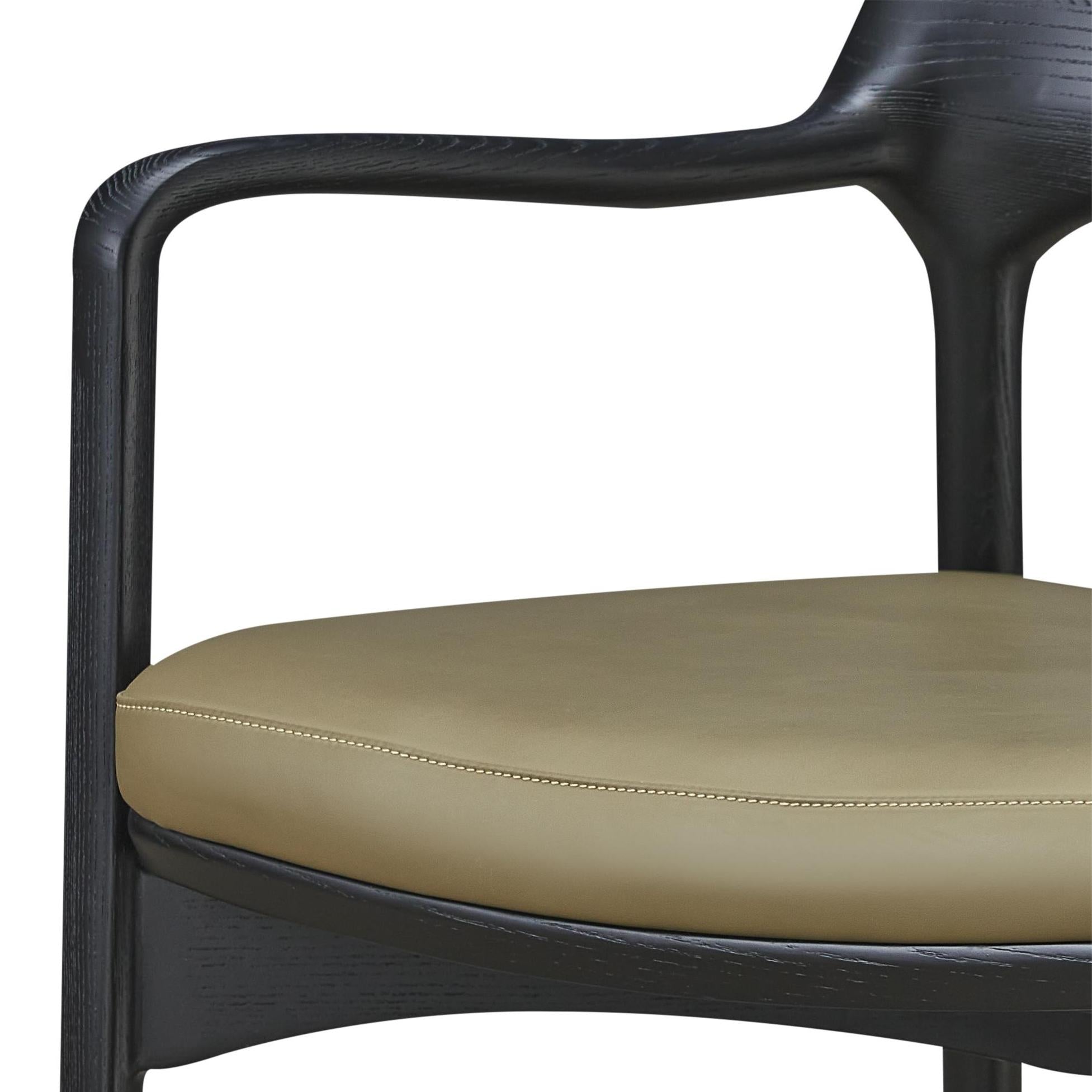 Aetheron 2pcs ash wood leather dining chairs