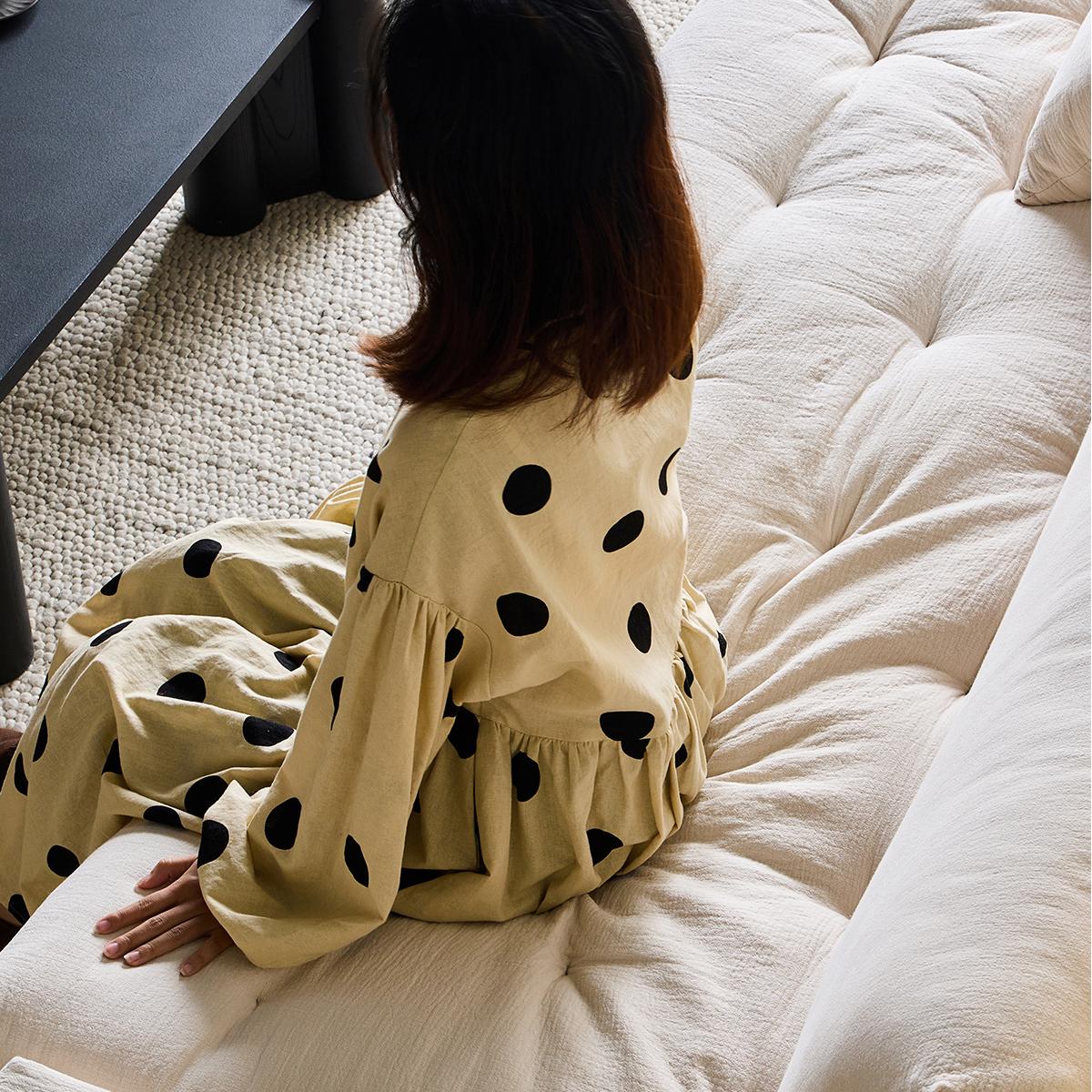 Garozo Washable natural linen fabric straight sofa