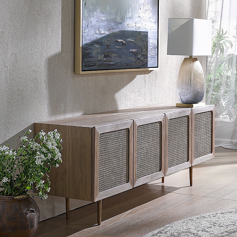 Dashimo Ash wood natural rattan TV cabinet