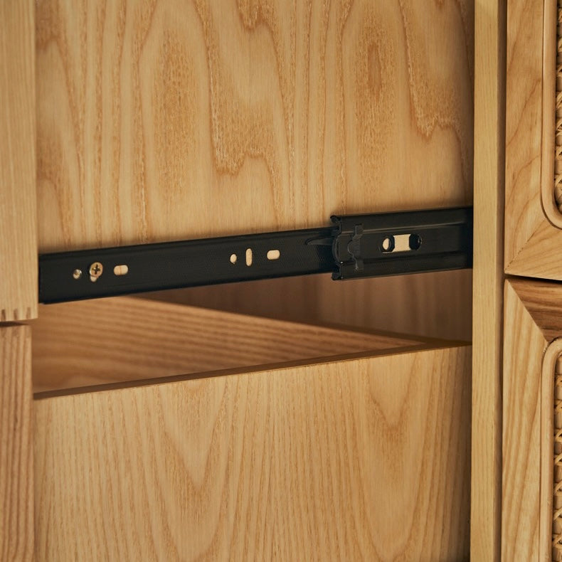 Vilriga Ash wood natural rattan chest of drawers