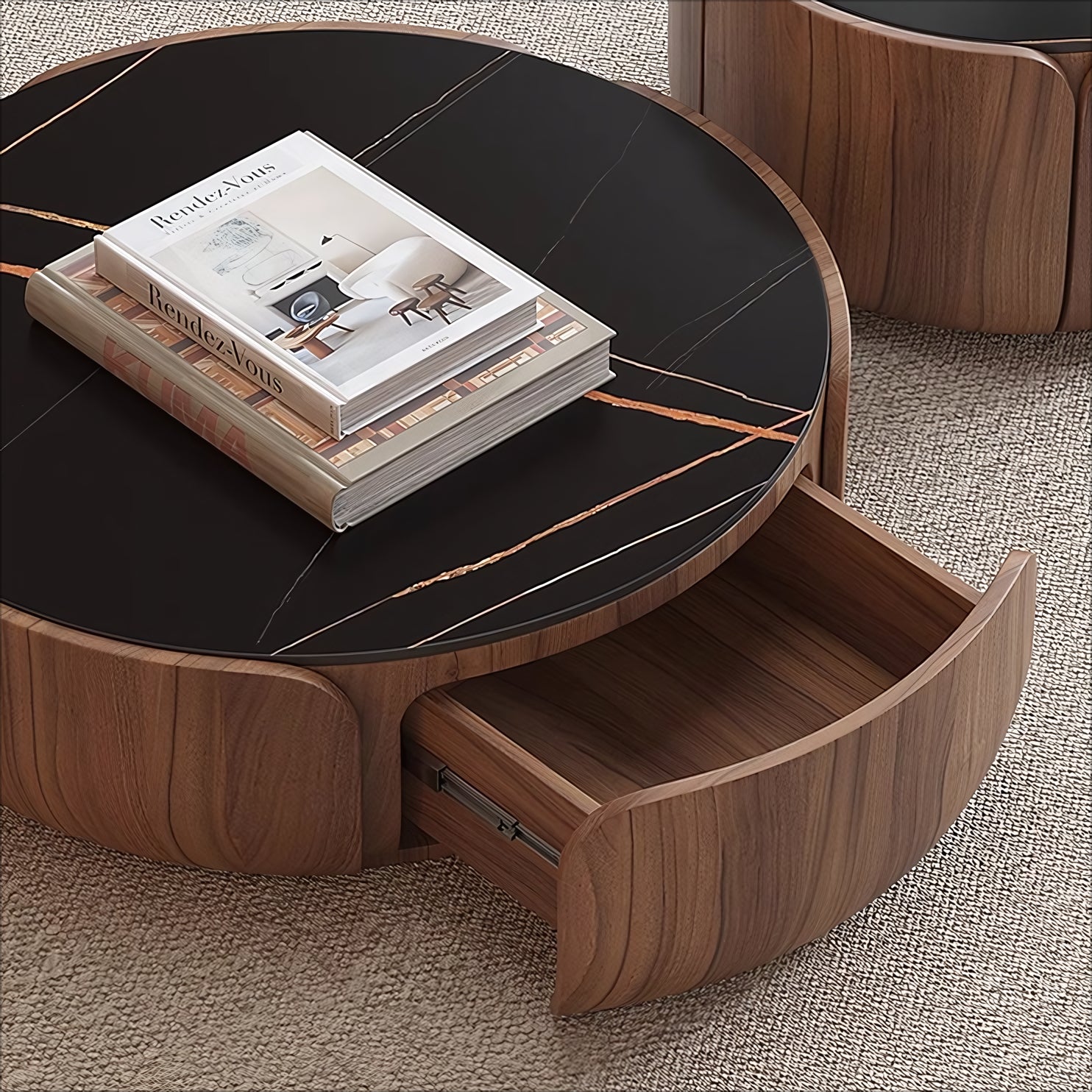 Midofas Walnut coffee table set