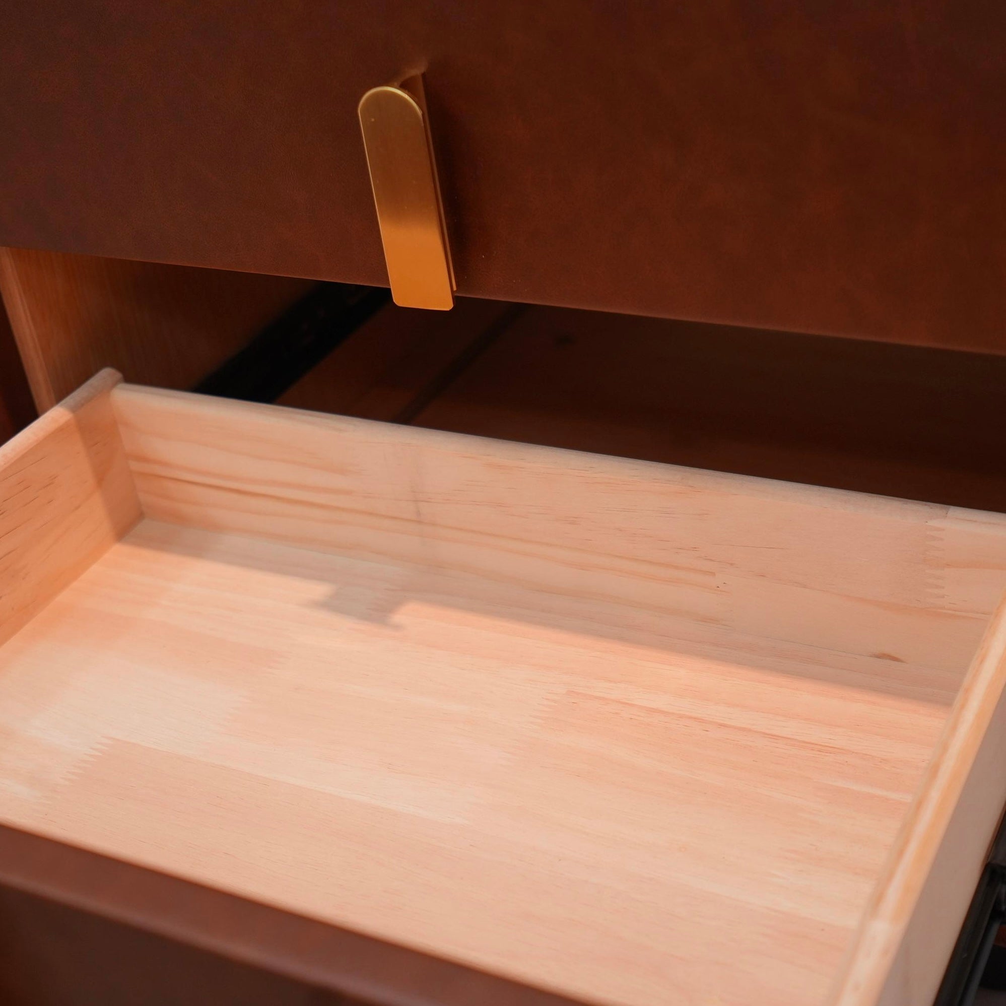 Olime 2pcs wooden leather nightstands