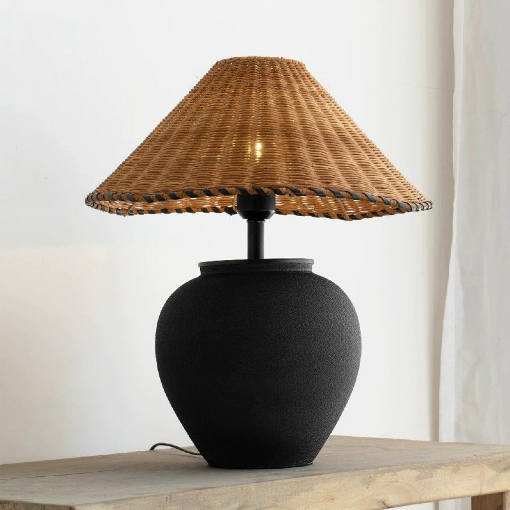 Hatona Ceramic natural rattan lamp-A