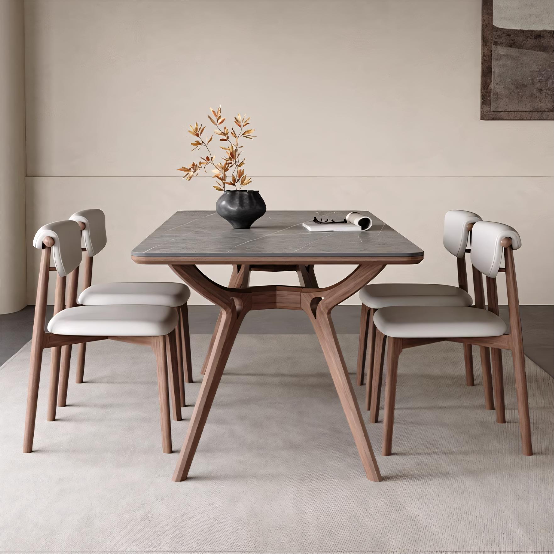 Geffa Sintered stone solid wood rectangular dining set