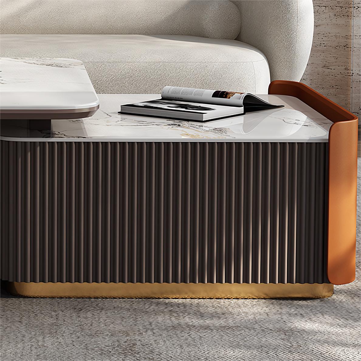 Evanes Foldable retractable square sintered stone coffee table