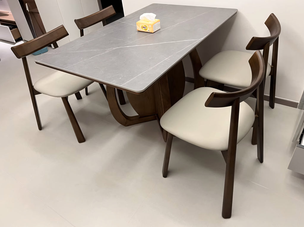 Faloma  Sintered stone solid wood rectangular dining set
