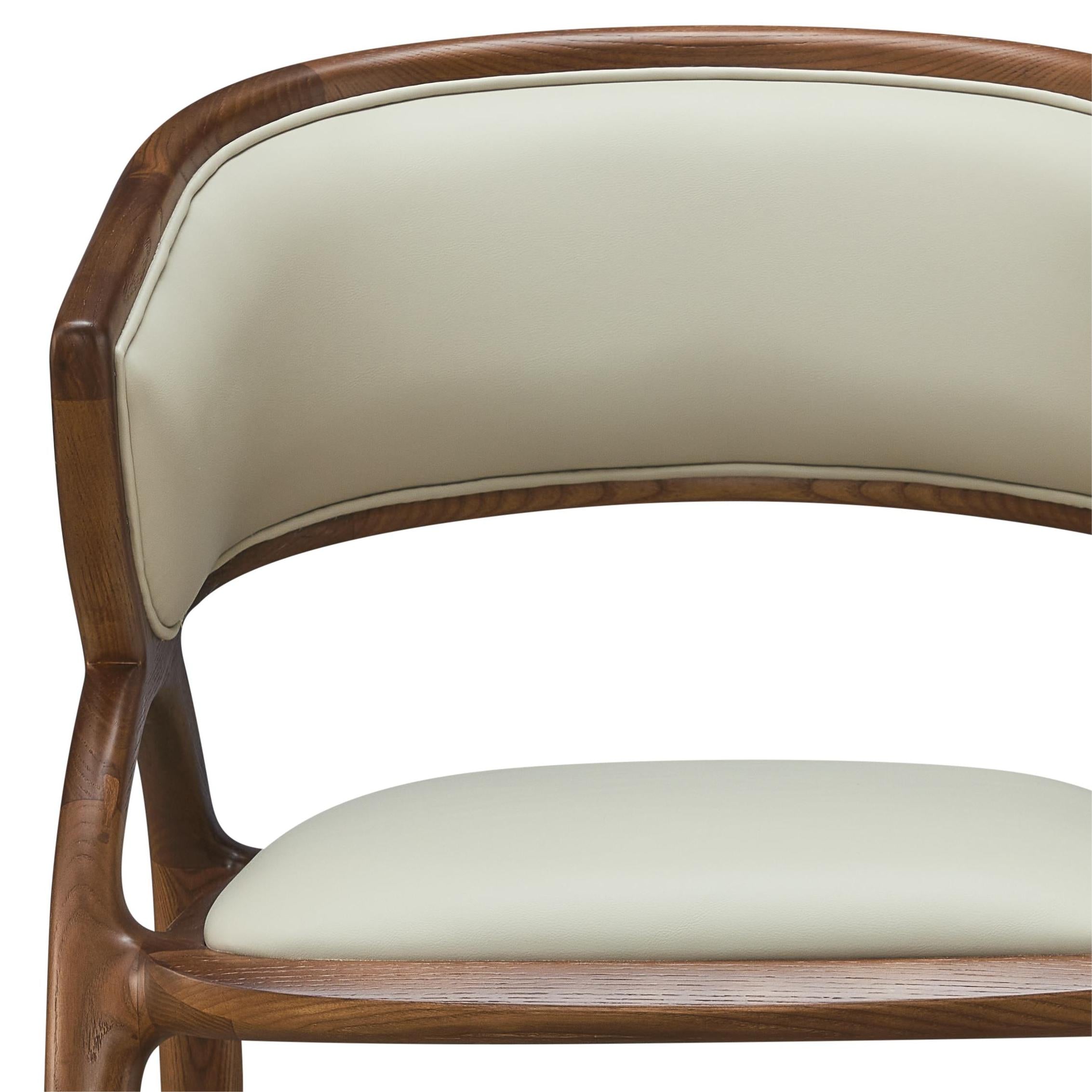 Drakon 2pcs ash wood leather dining chairs