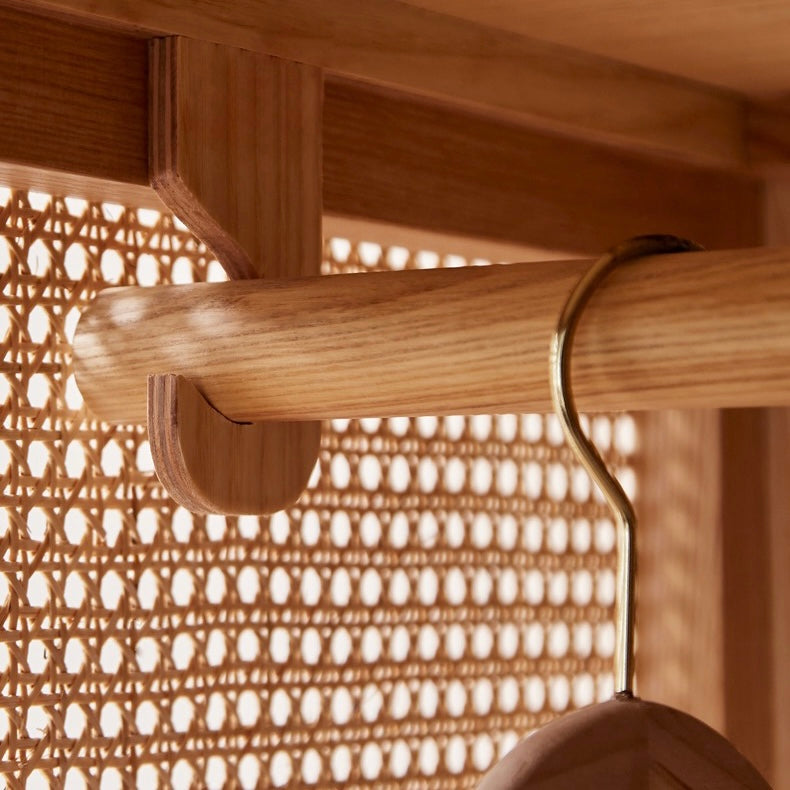 Bimare Ash wood natural rattan wardrobe