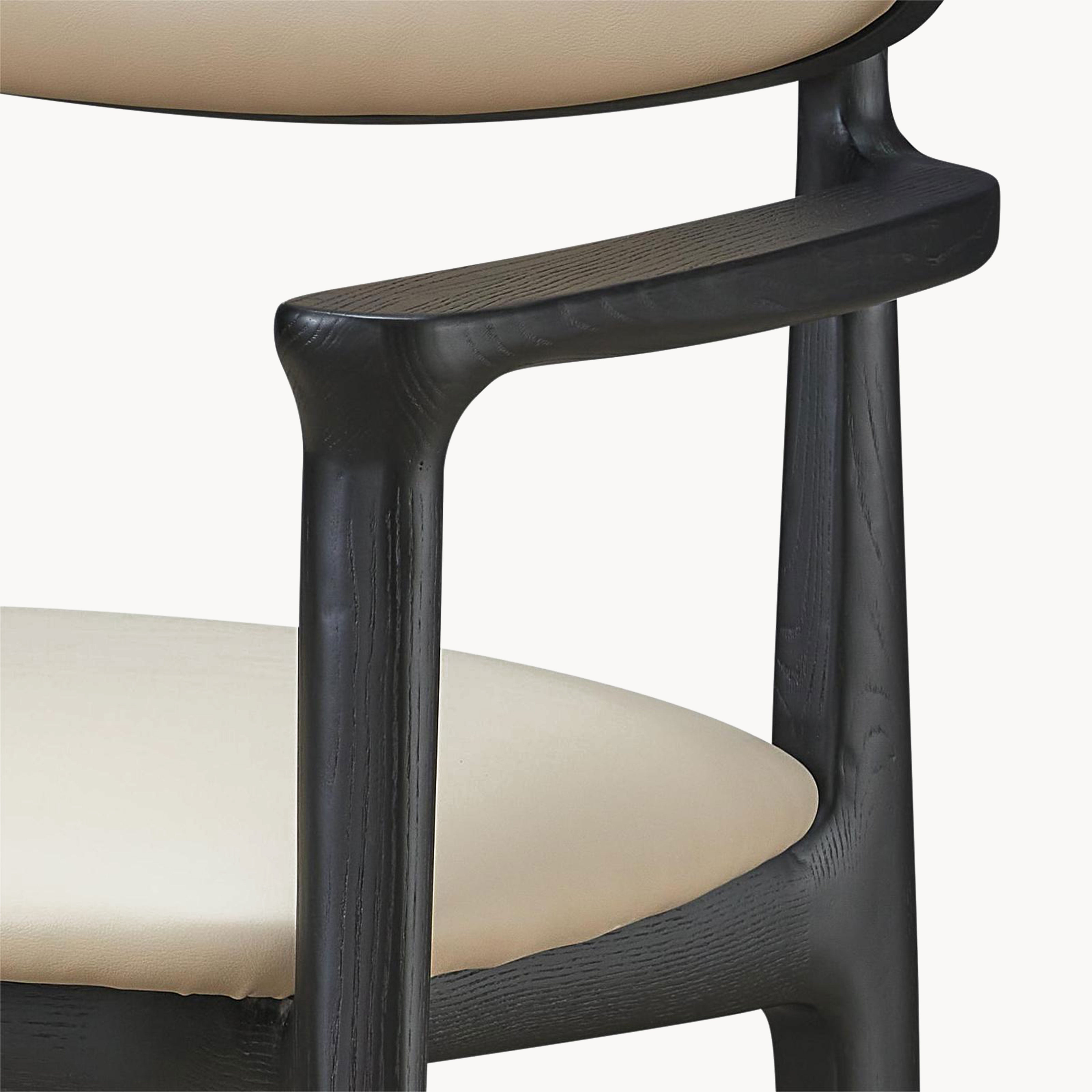 Polins 2pcs ash wood leather dining chairs