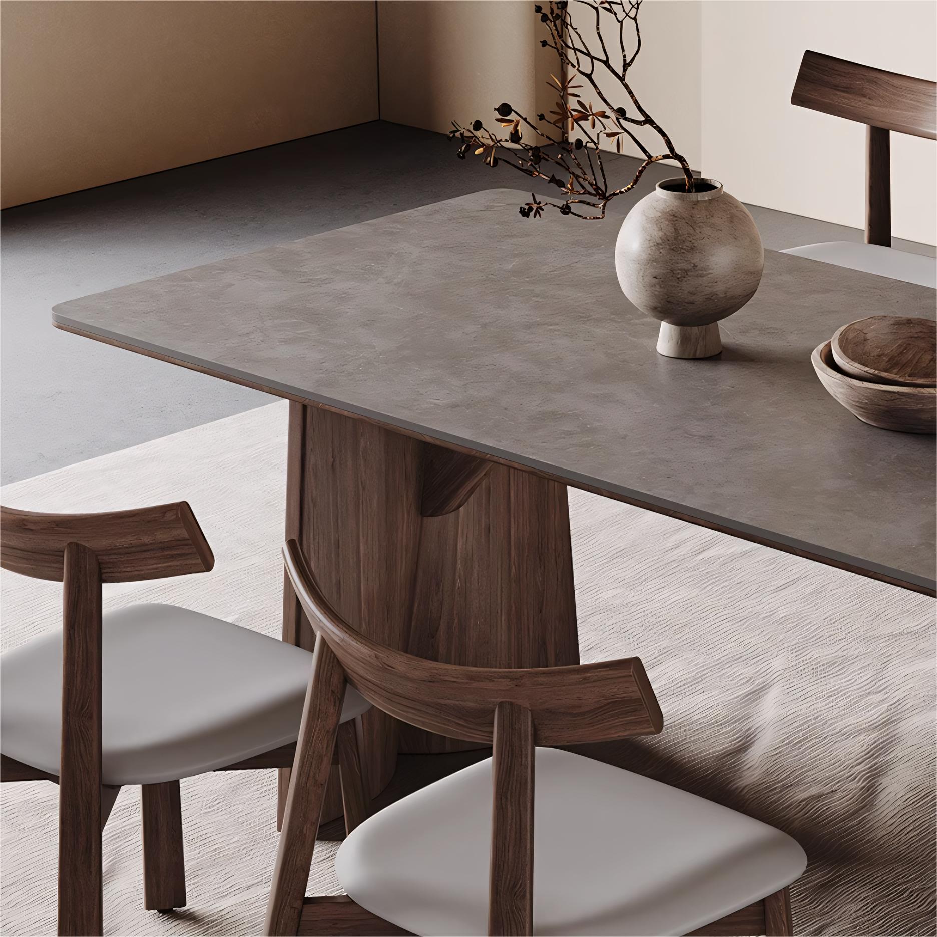 Yaleo  Sintered stone solid wood rectangular dining table