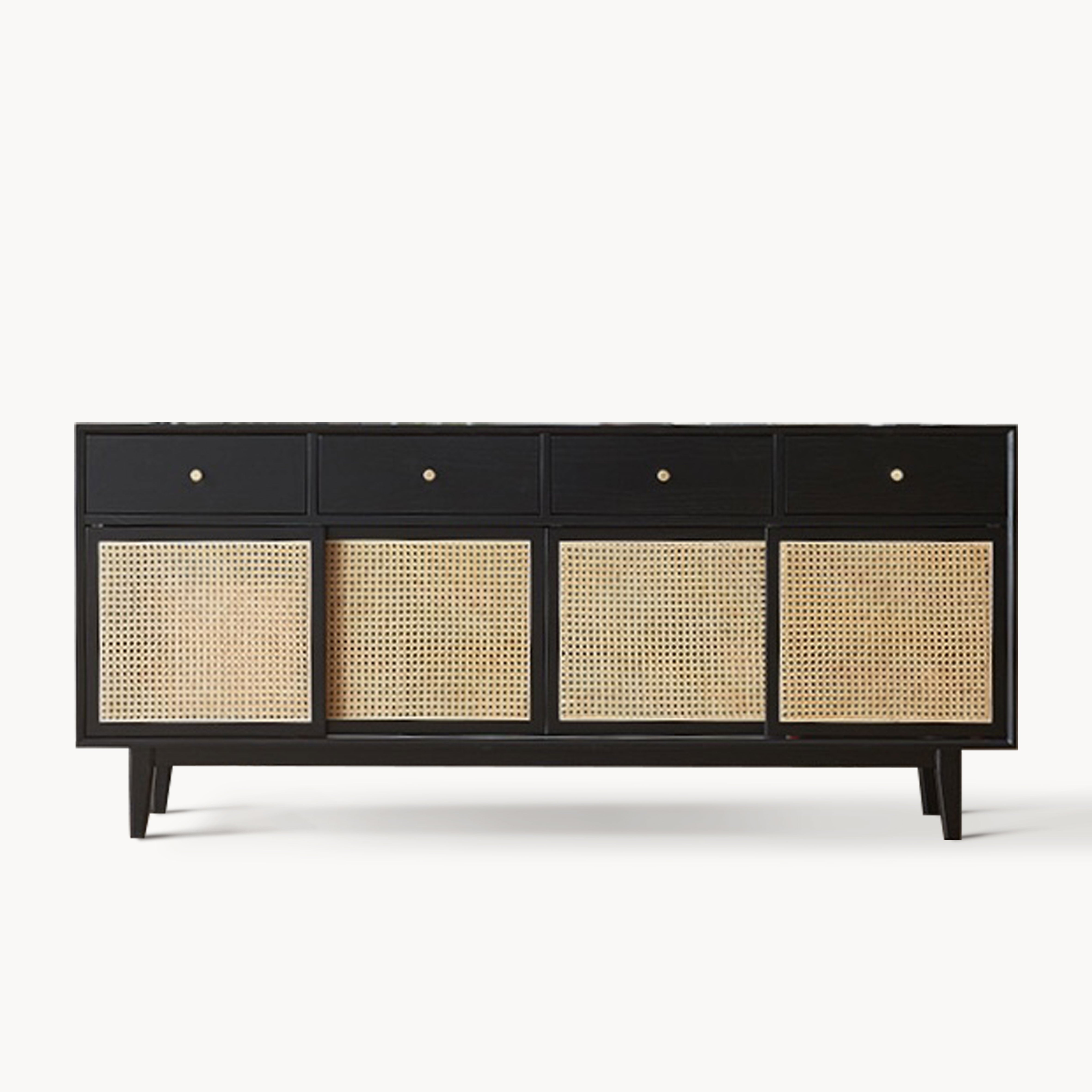 Dinalino Ash wood natural rattan sideboard-C