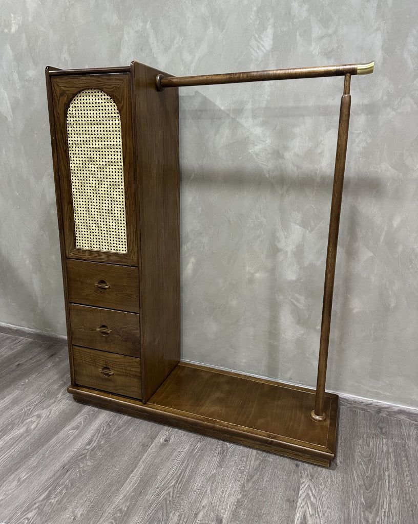 Lyria Solid wood natural rattan wardrobe