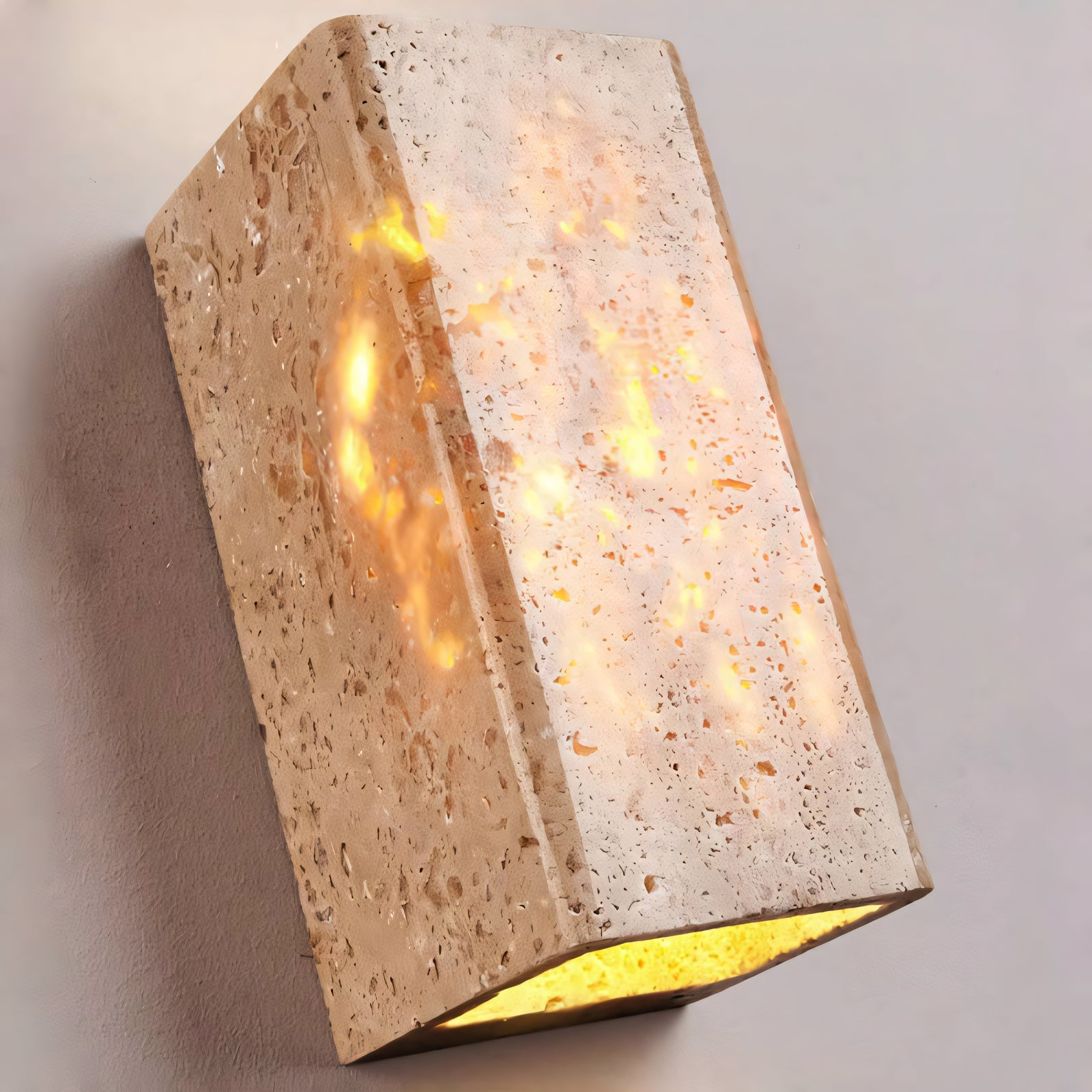 Renita 2pcs yellow travertine rubberwood wall lights bedside lights