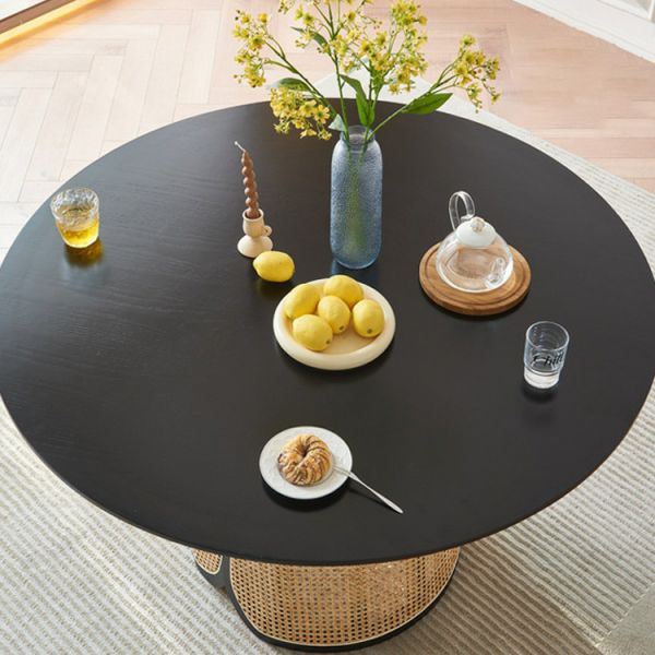 Bonnie Ash wood Indonesian natural rattan round dining table-A