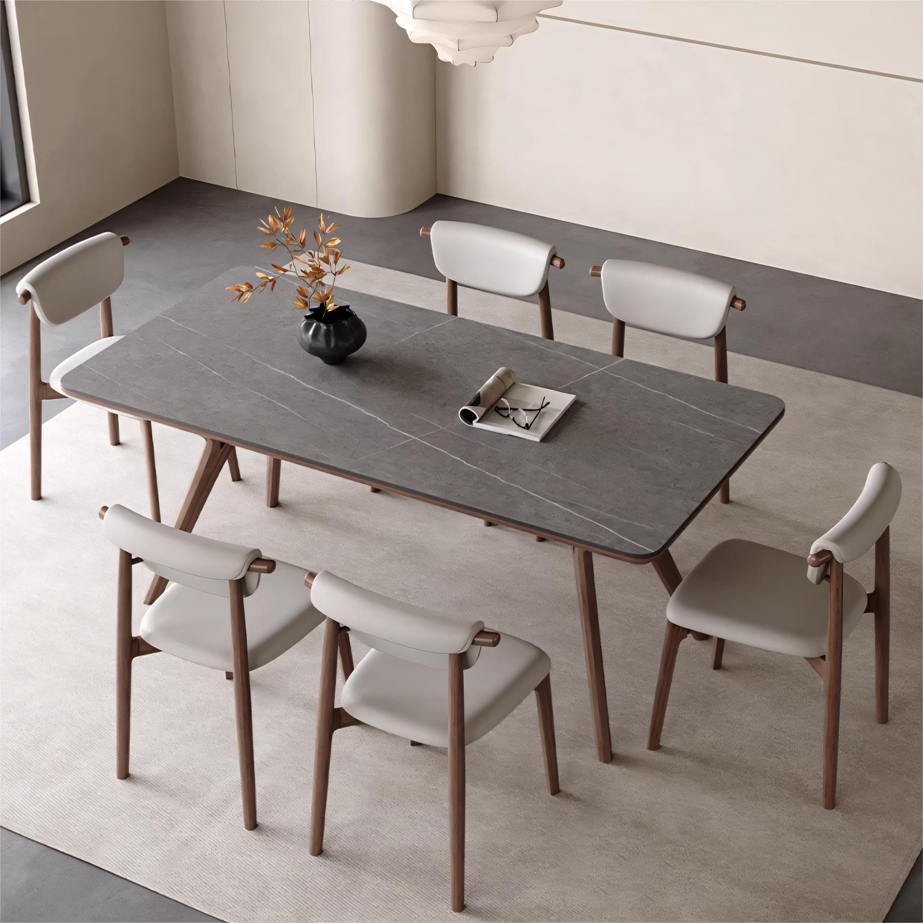 Geffa Sintered stone solid wood rectangular dining set
