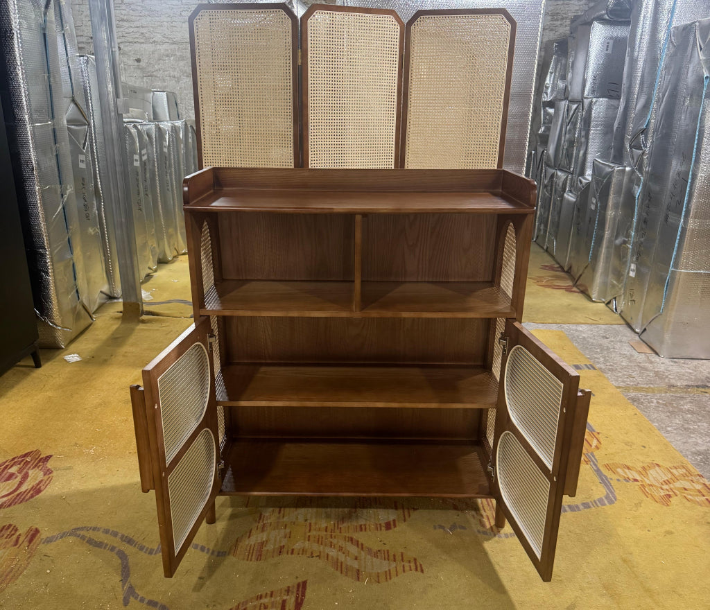 Jorven Solid wood natural rattan sideboard