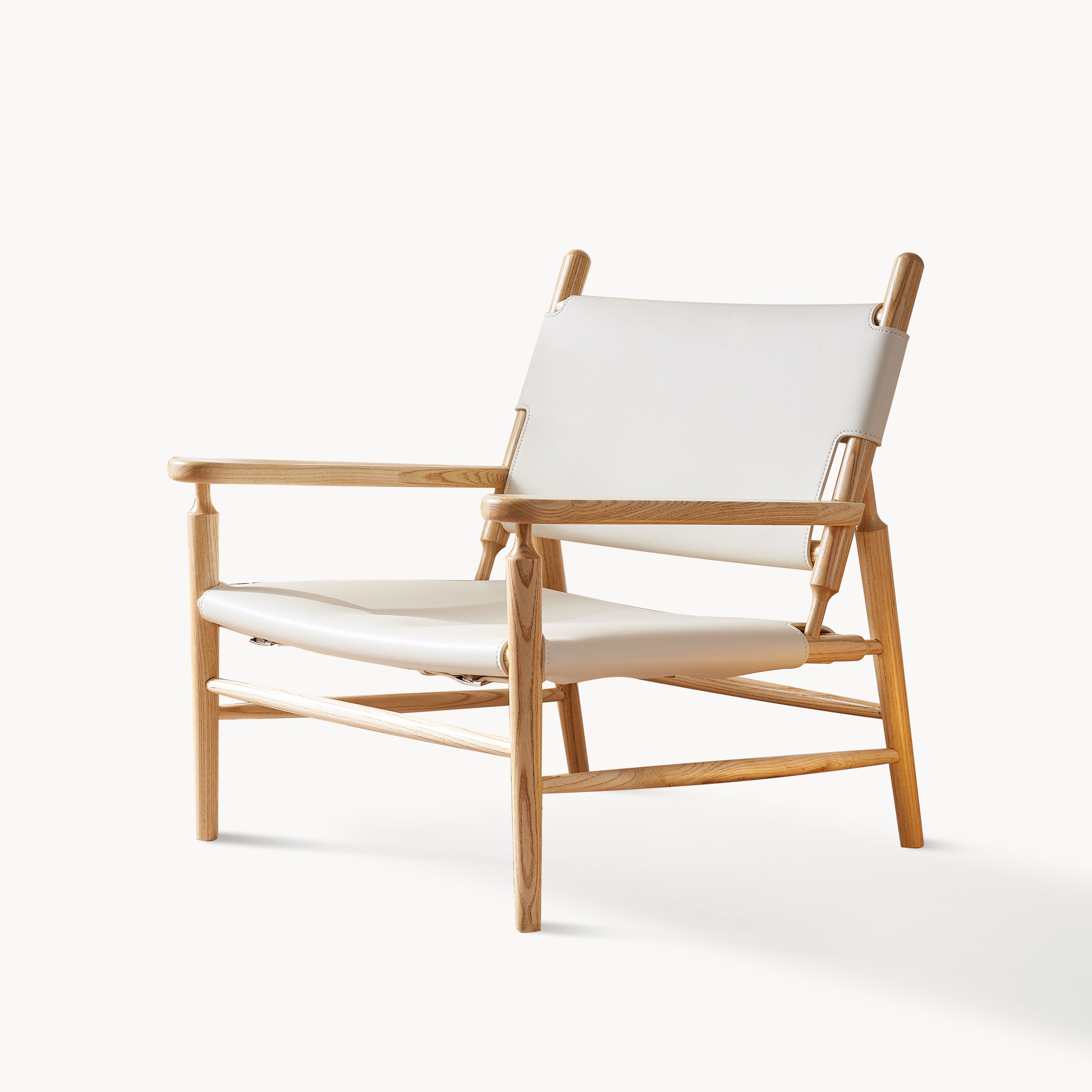 Xanian Ash wood leather accent chair