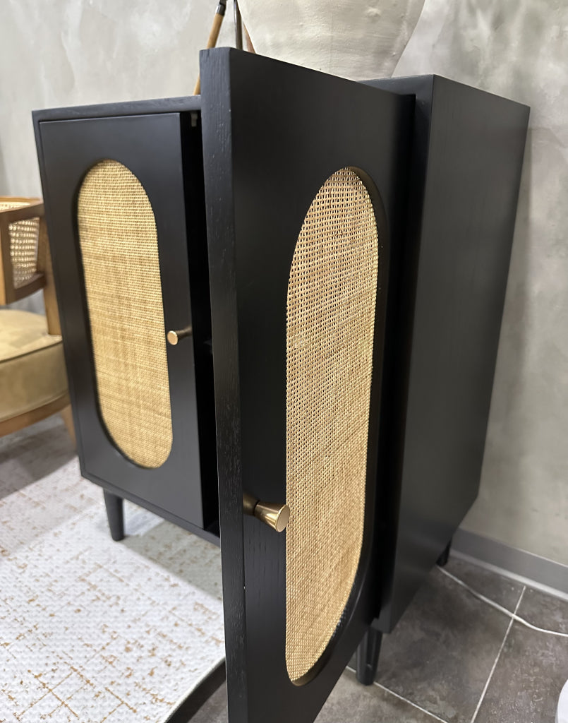 Polinbe Ash wood natural rattan sideboard