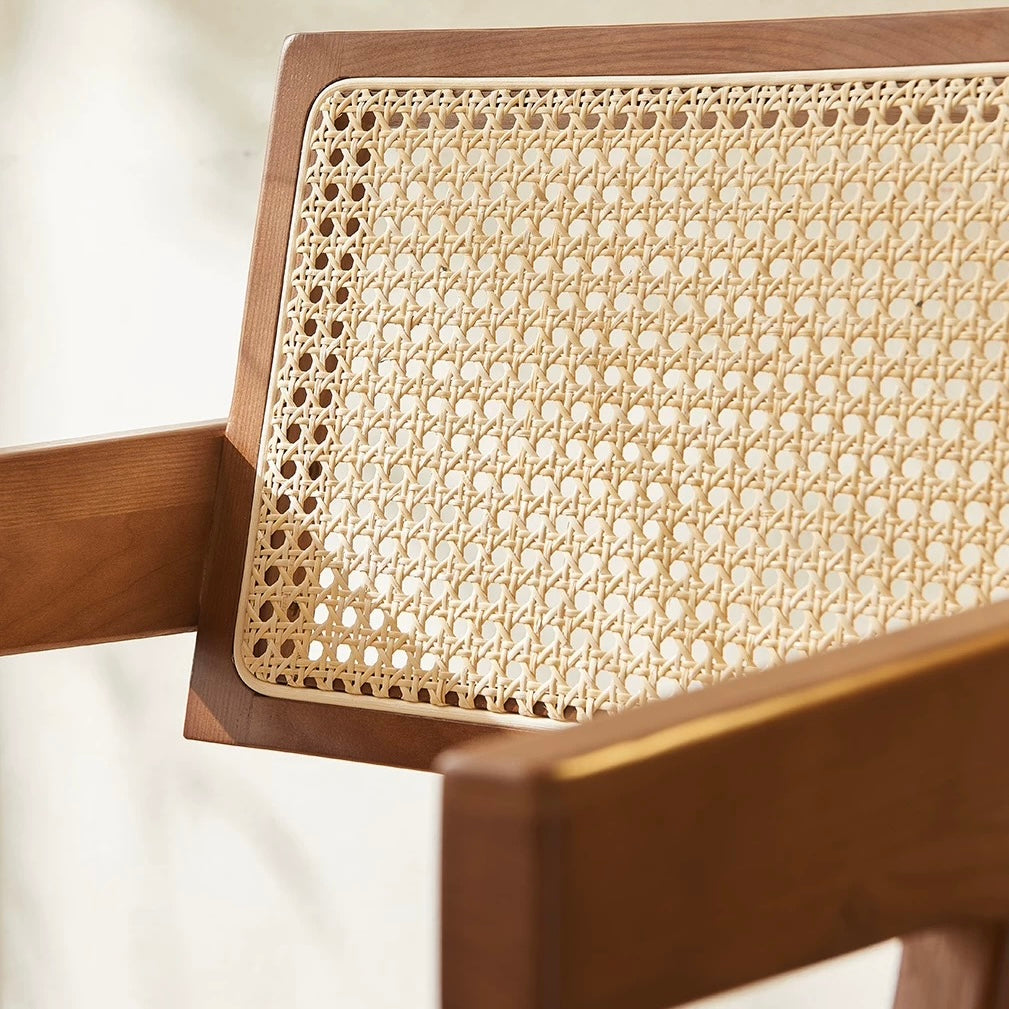 Nafilia 2pcs ash wood natural rattan dining chairs