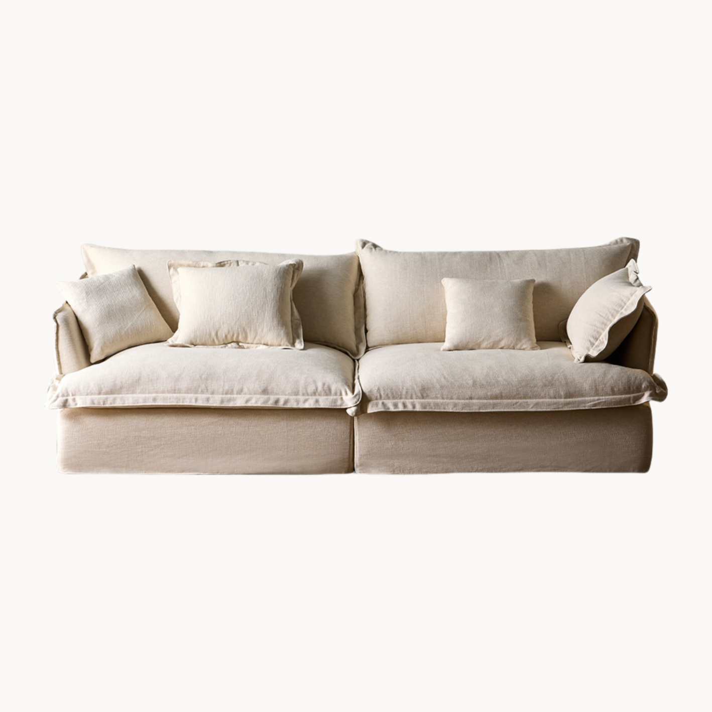 Ignazio Washable natural linen fabric straight sofa