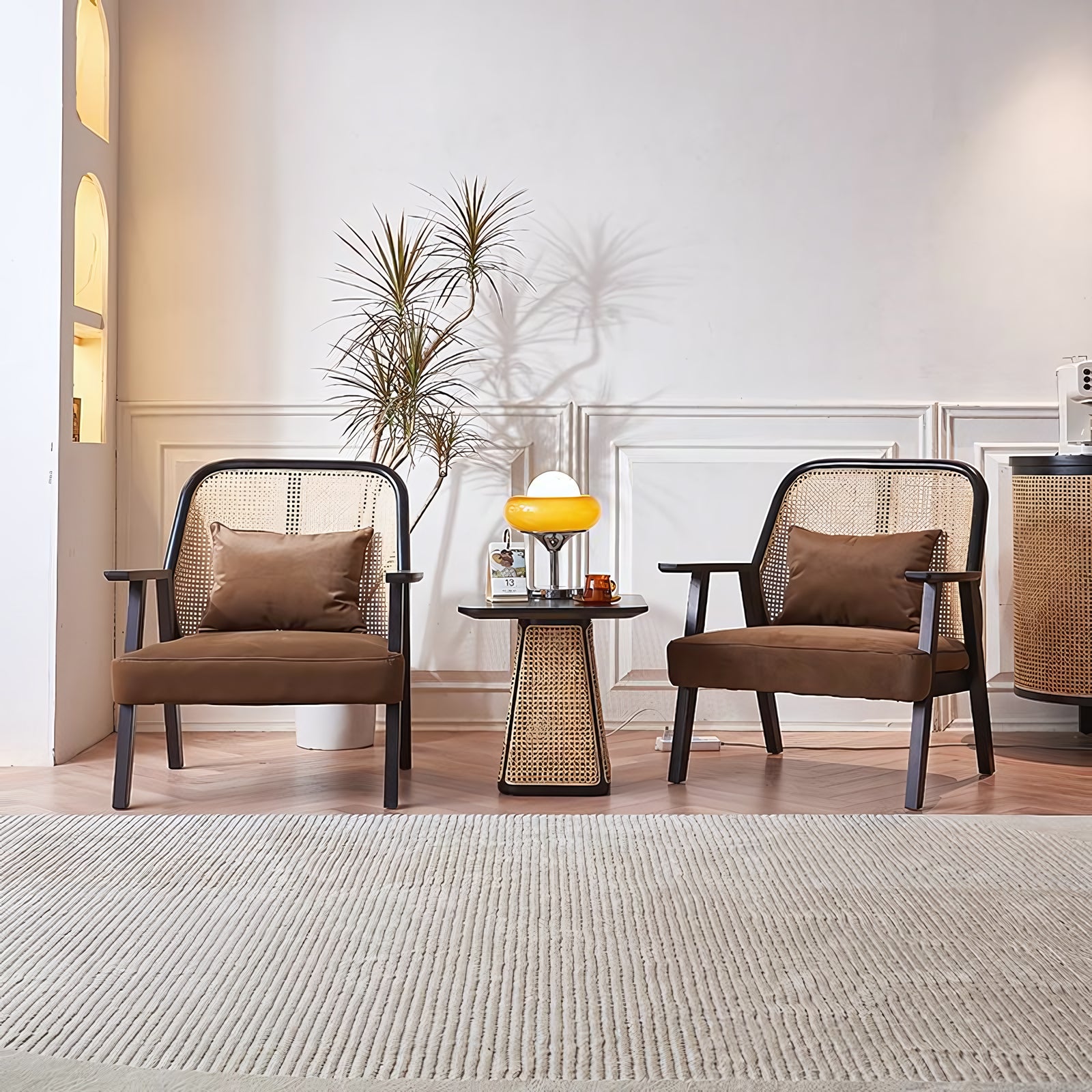 Rosalina Ash wood natural rattan accent chair