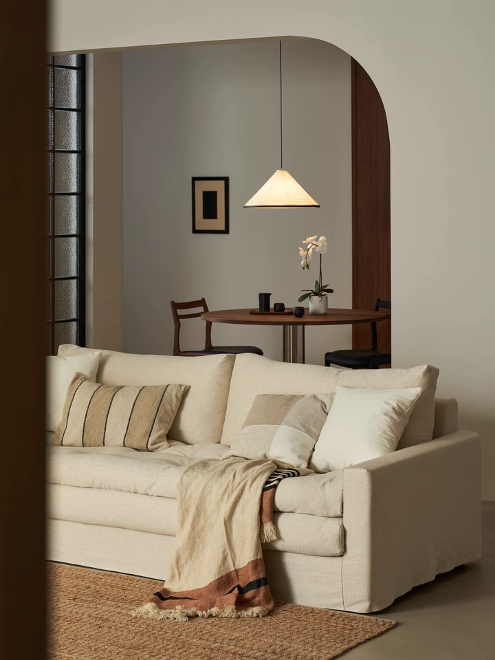 Garozo Washable natural linen fabric straight sofa