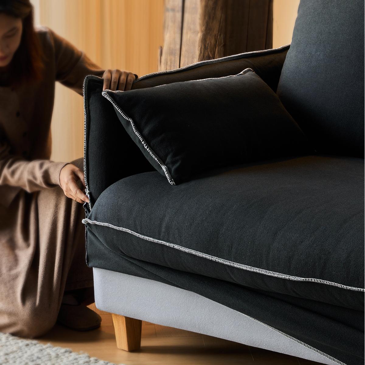 Toliga Washable natural linen fabric straight sofa