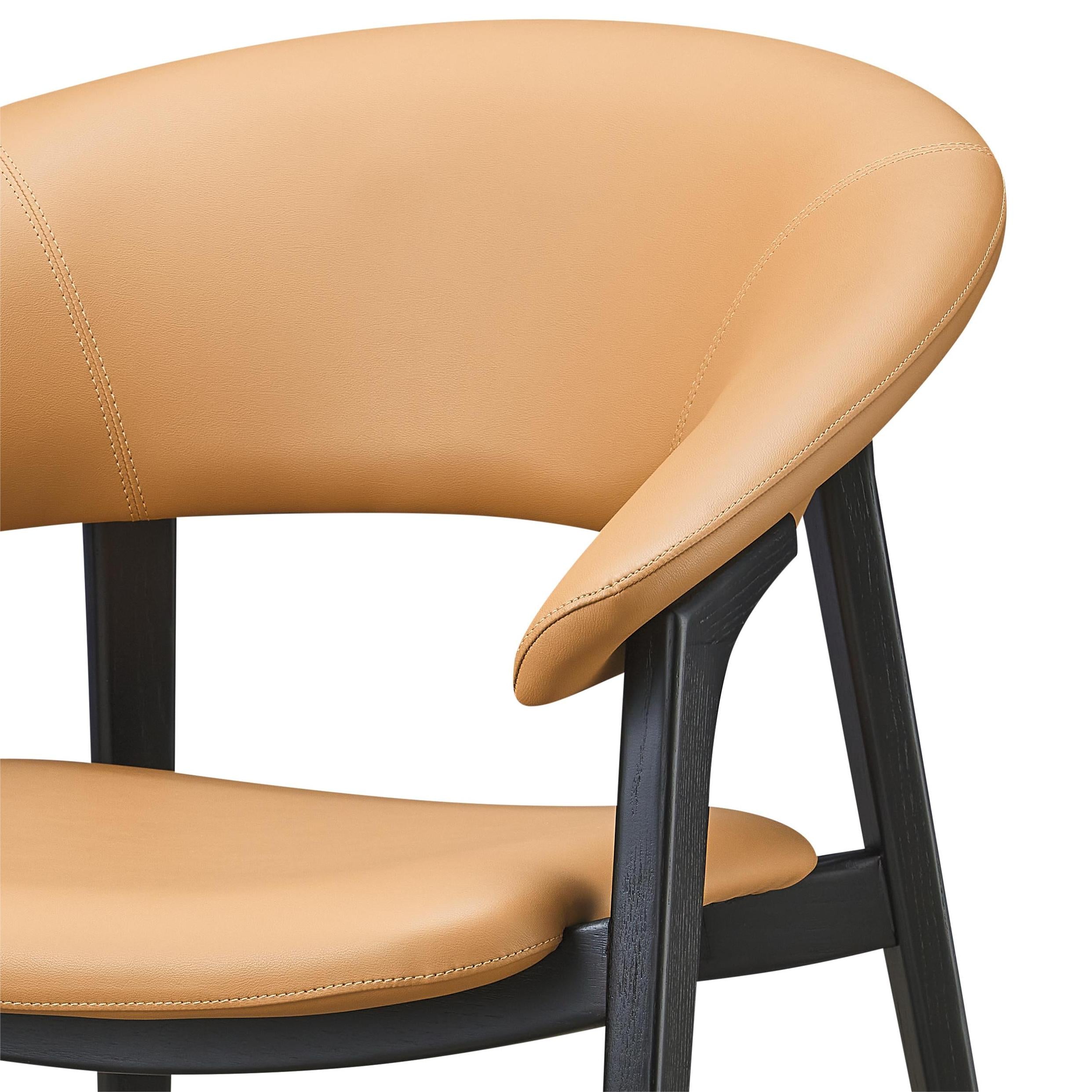 Vexar 2pcs ash wood leather dining chairs