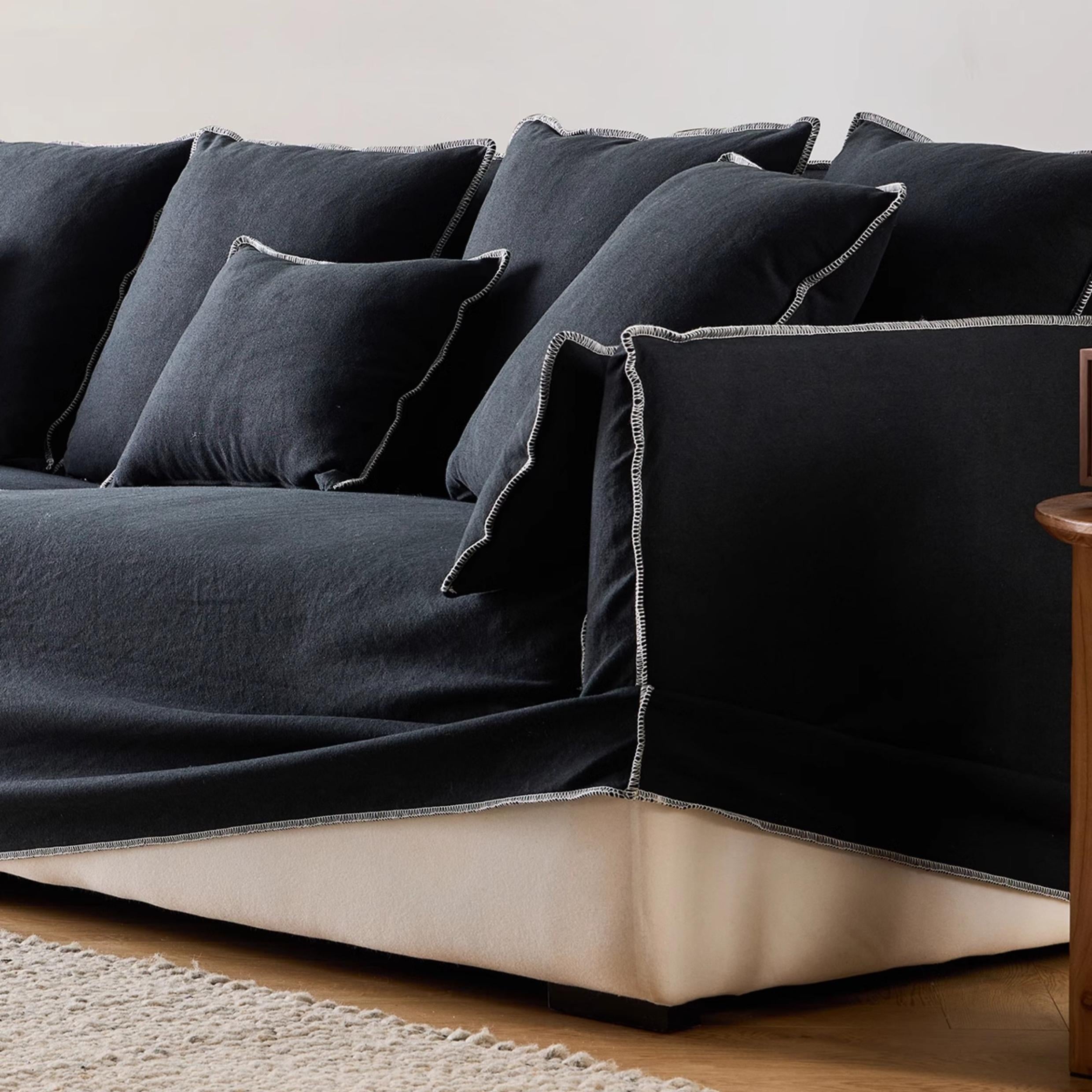 Geema Washable natural linen fabric straight sofa