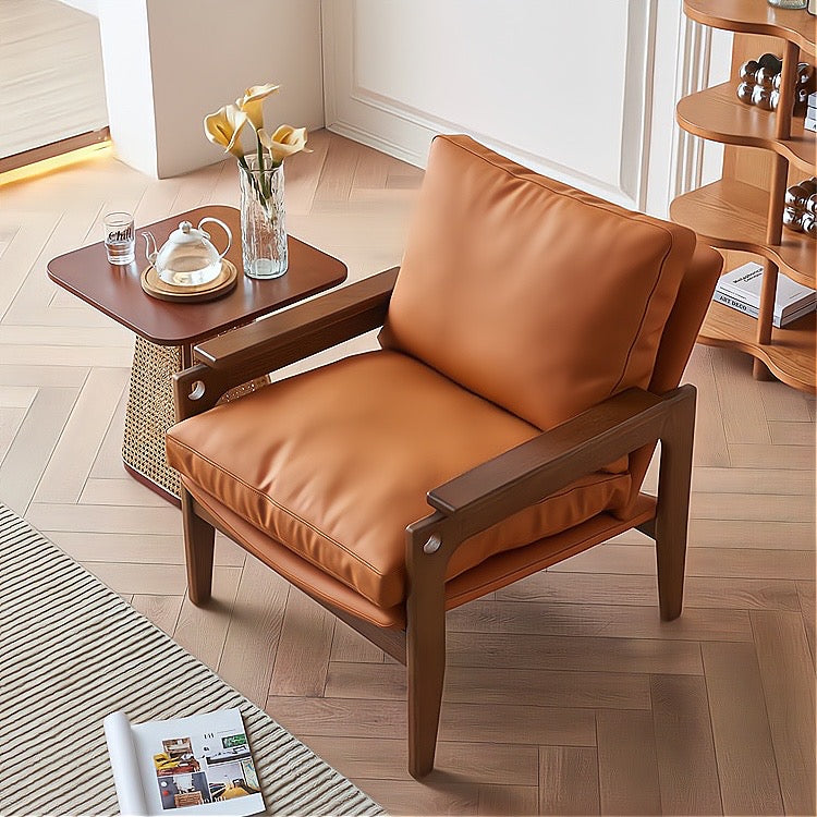 Sanavin Ash wood leather accent chair