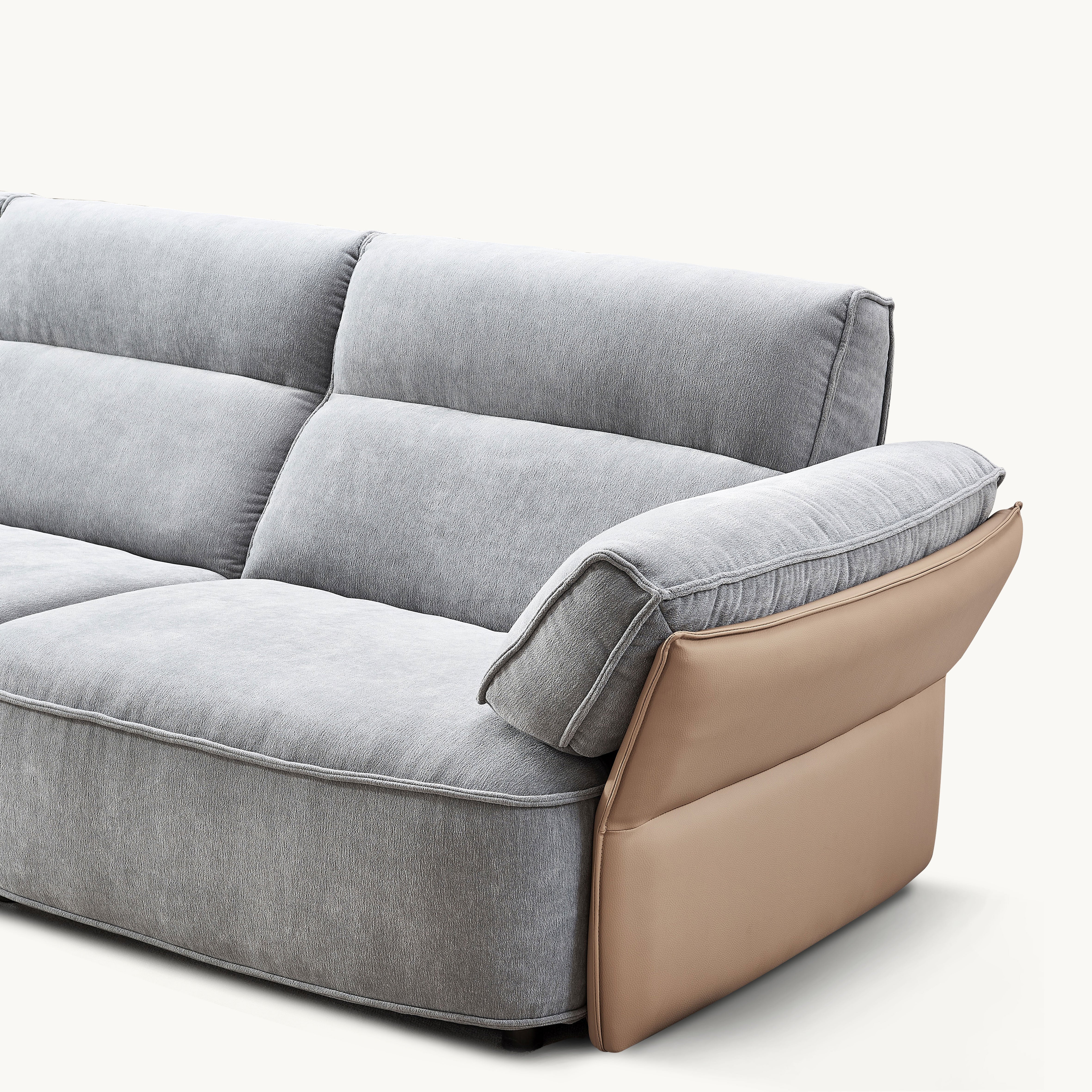 Welina Fabric with leather armrests straight sofa