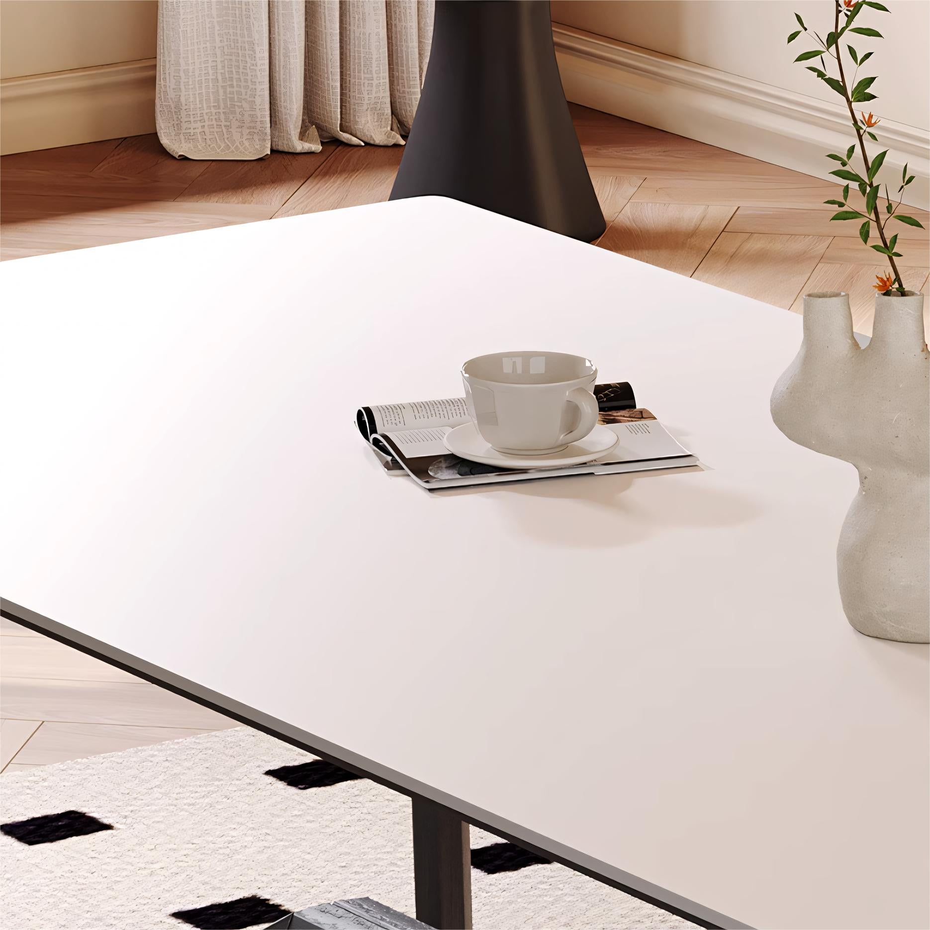 Quina Sintered stone solid wood rectangular dining table-A