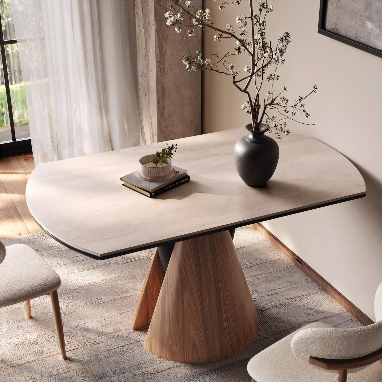 Uifaro Transformable sintered stone round dining set