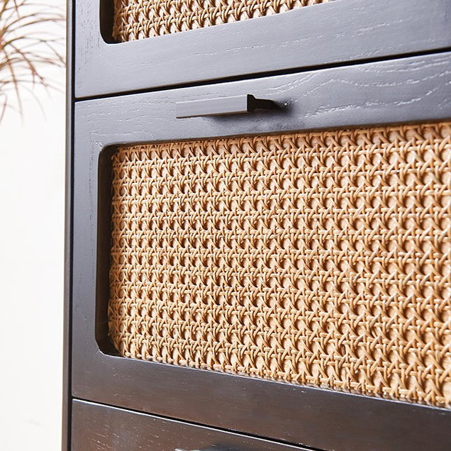 Aritilan Ash wood natural rattan chest of drawers