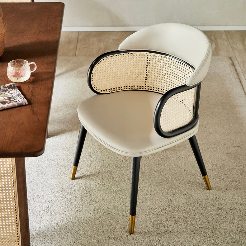 Hilarow 2pcs ash wood natural rattan dining chairs