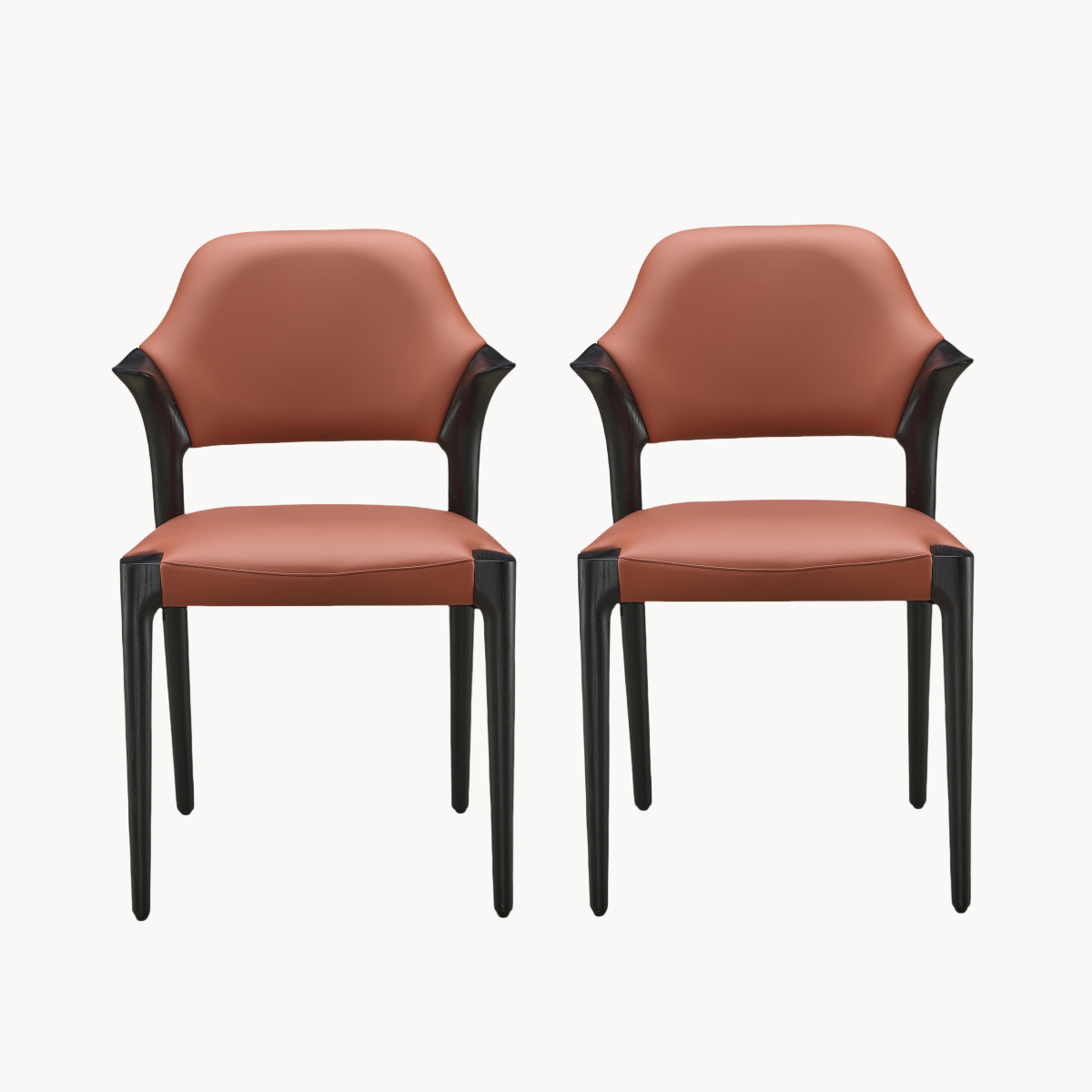 Fennec 2pcs ash wood leather dining chairs