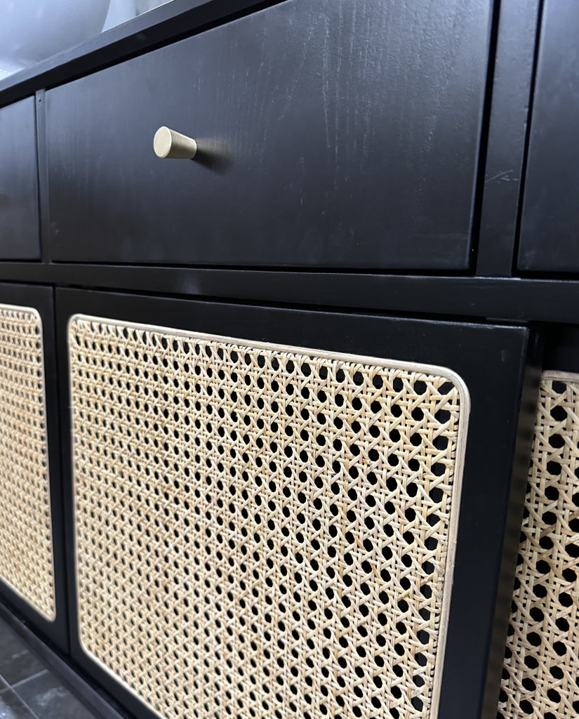 Dinalino Ash wood natural rattan sideboard-C