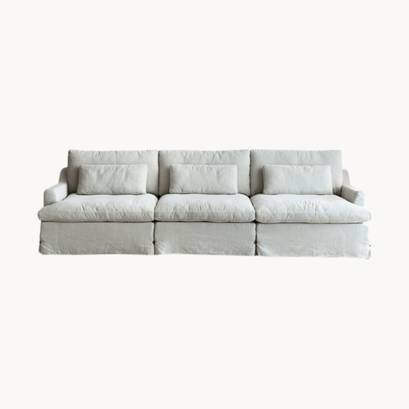 Vinza Washable natural linen fabric straight sofa
