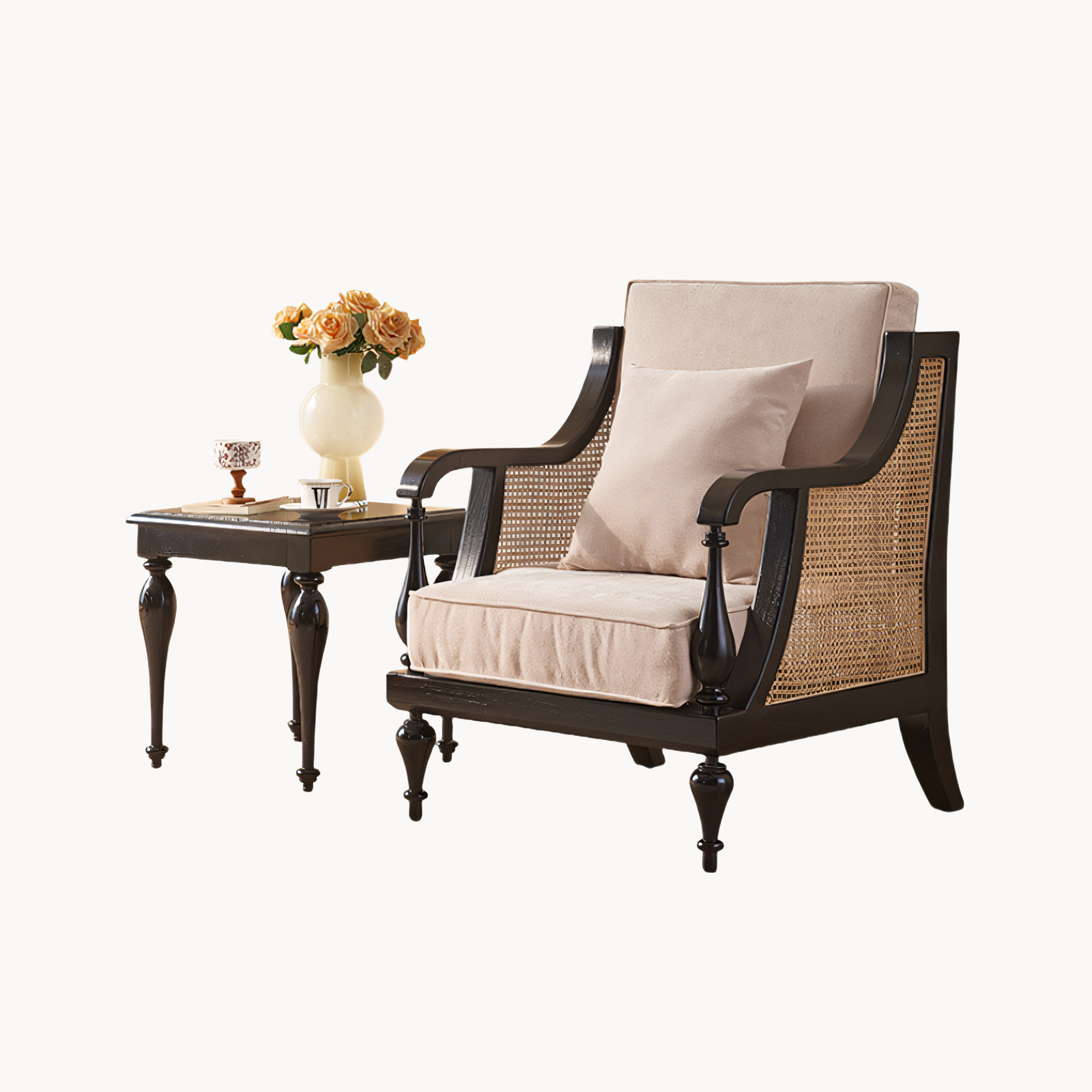 Cynara Solid wood accent chair side table set