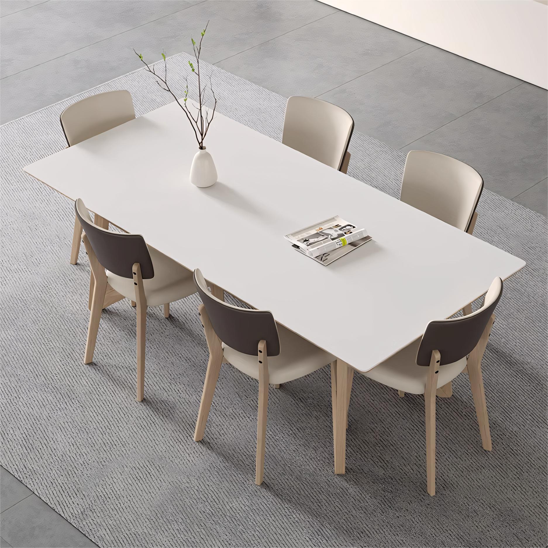 Quina Sintered stone solid wood rectangular dining set