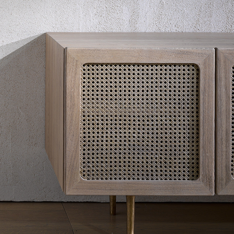 Dashimo Ash wood natural rattan TV cabinet