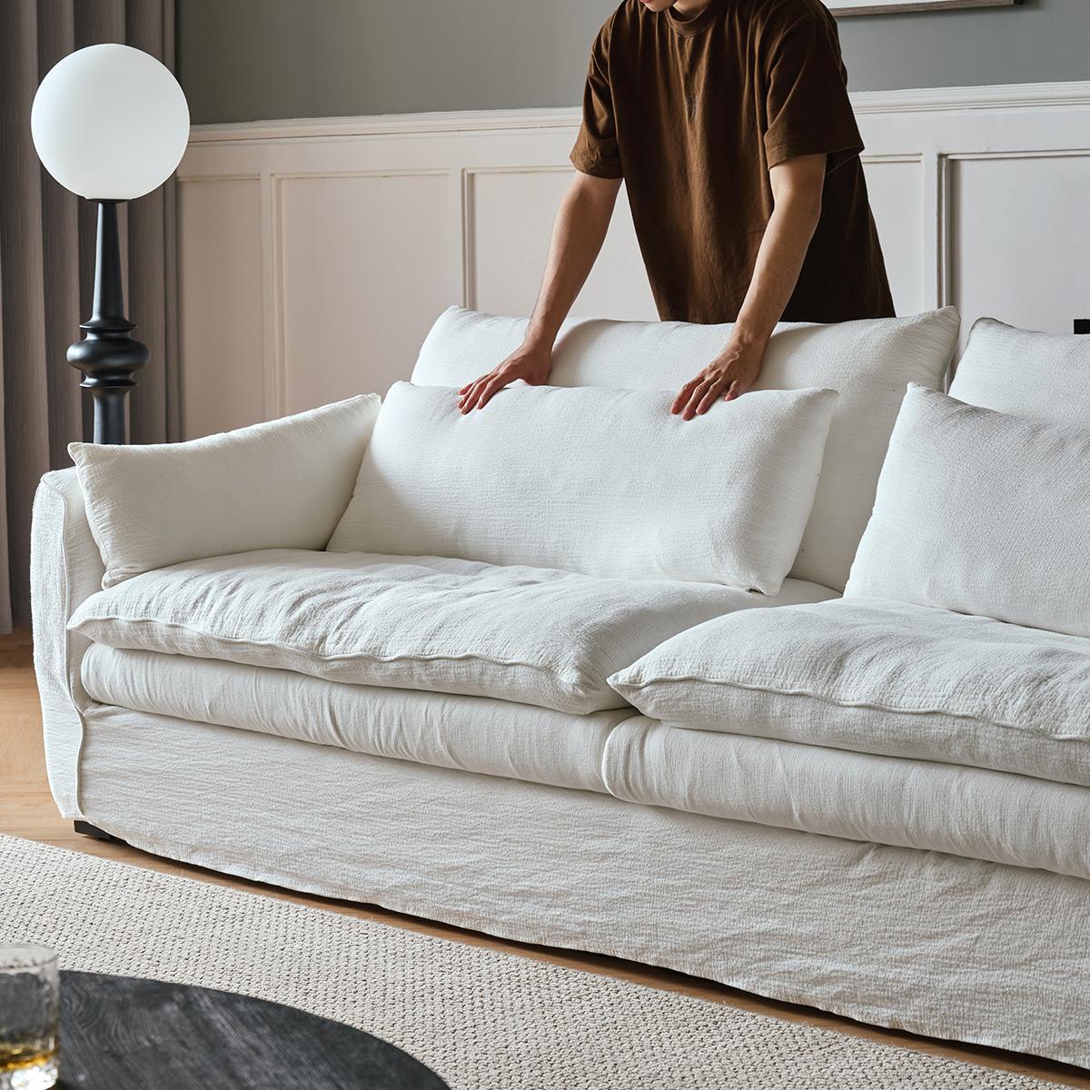 Gulit Washable natural linen fabric straight sofa