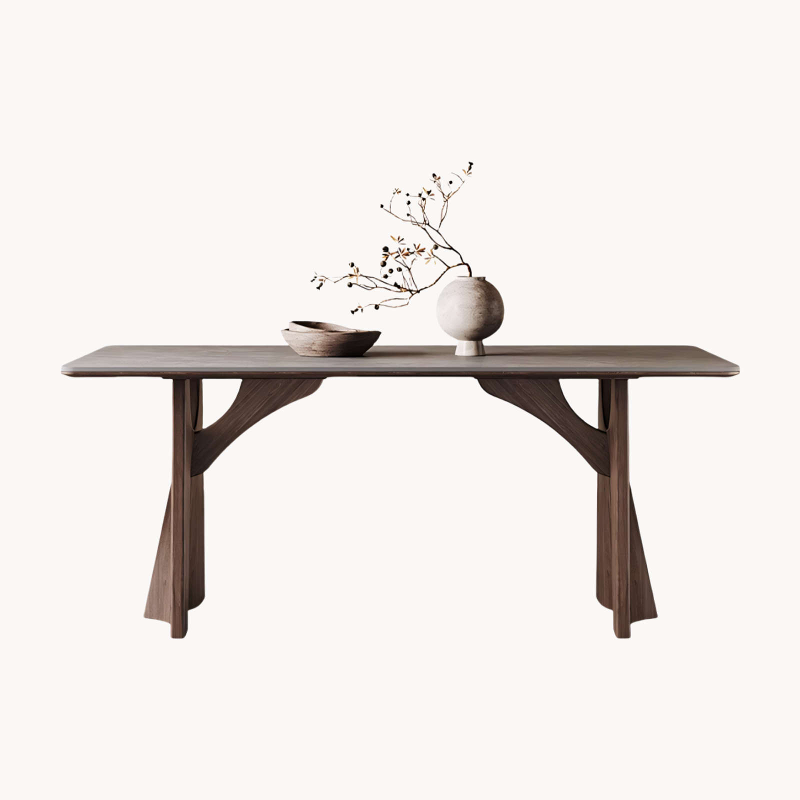 Yaleo  Sintered stone solid wood rectangular dining table