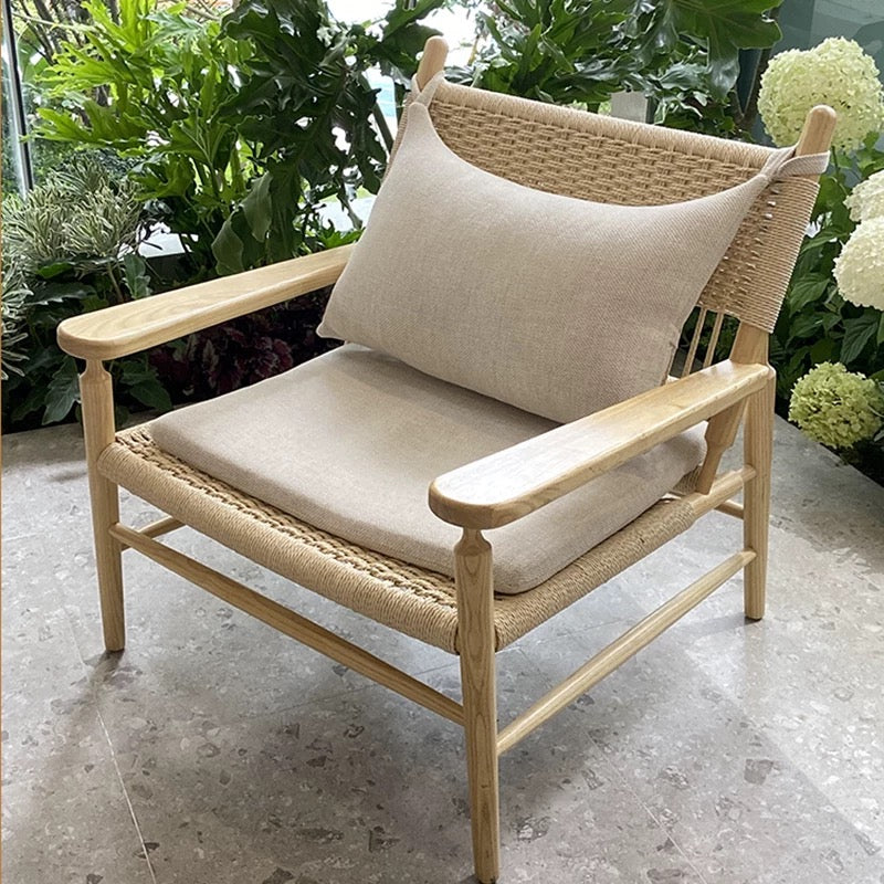 Tinathy Ash wood braided rope accent chair