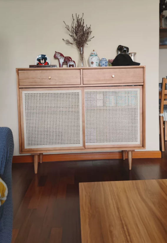 Dinalino Ash wood natural rattan sideboard-B